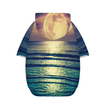 Moon Beach Print Dog Zip Up Hoodie
