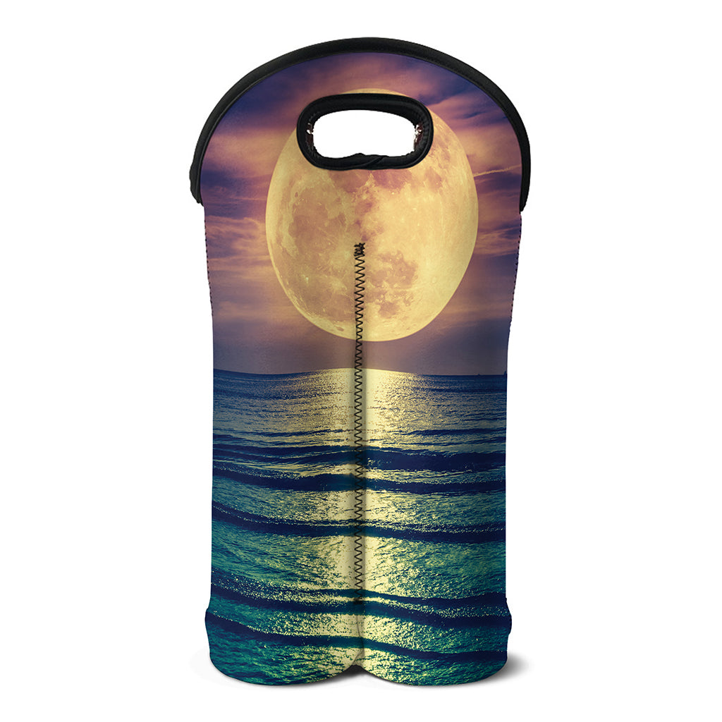 Moon Beach Print Double Neoprene Wine Tote