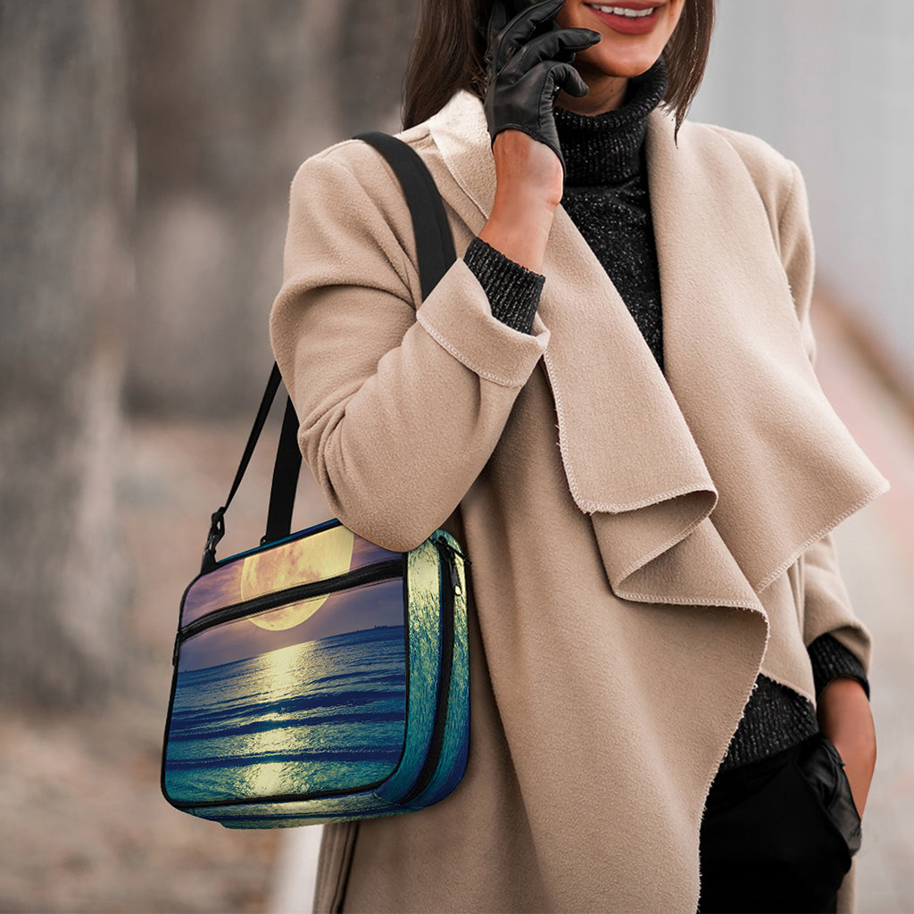 Moon Beach Print Double Strap Bible Bag