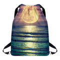Moon Beach Print Drawstring Backpack