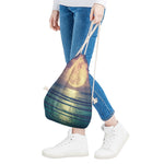 Moon Beach Print Drawstring Bag