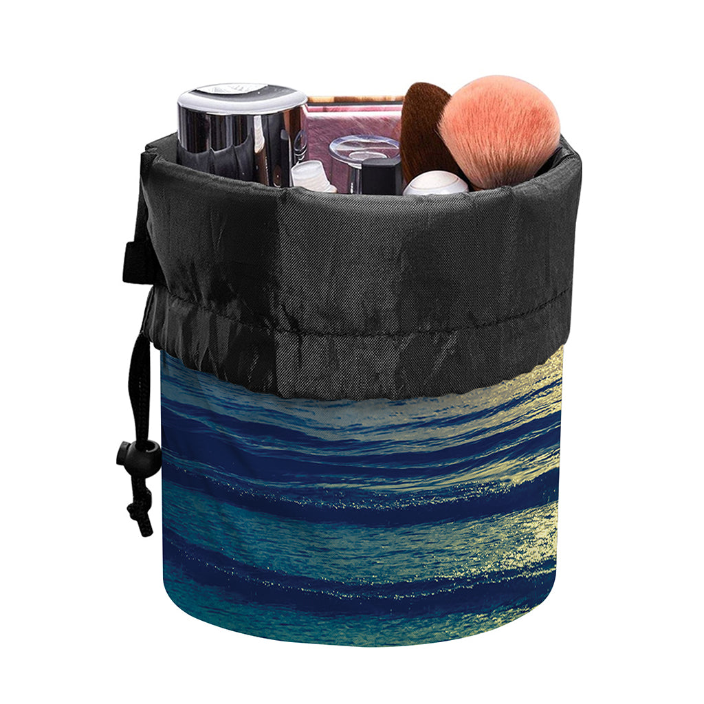 Moon Beach Print Drawstring Makeup Bag