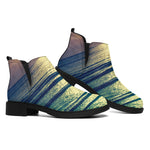 Moon Beach Print Flat Ankle Boots