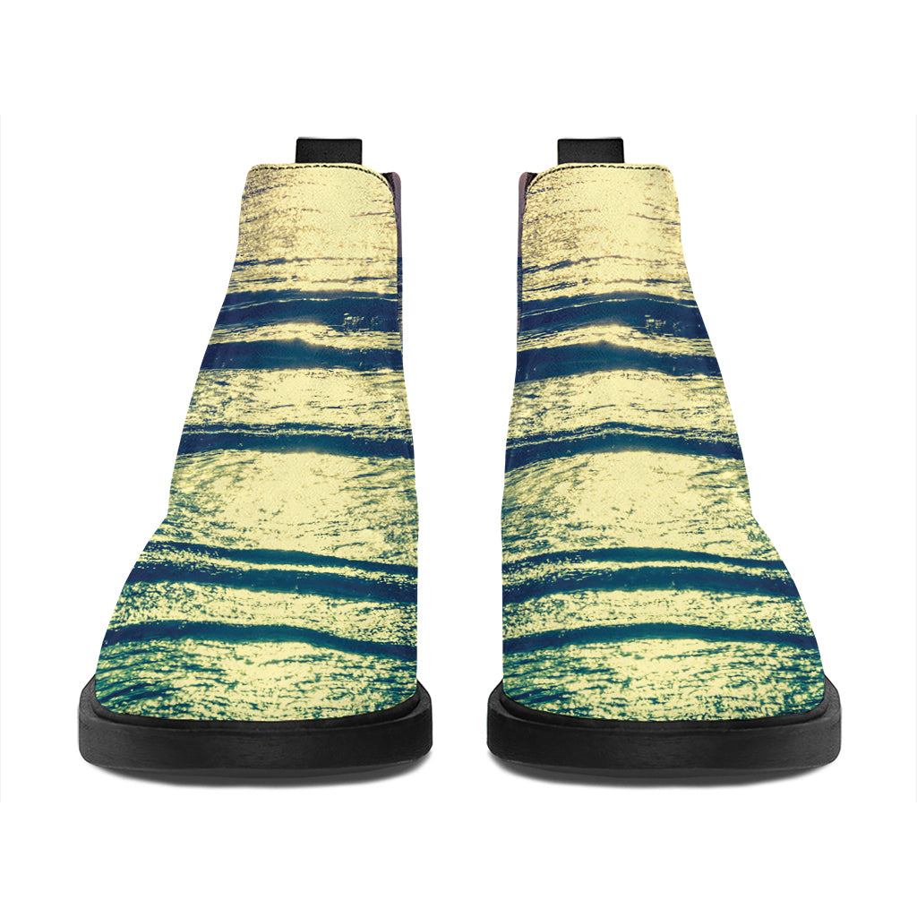 Moon Beach Print Flat Ankle Boots