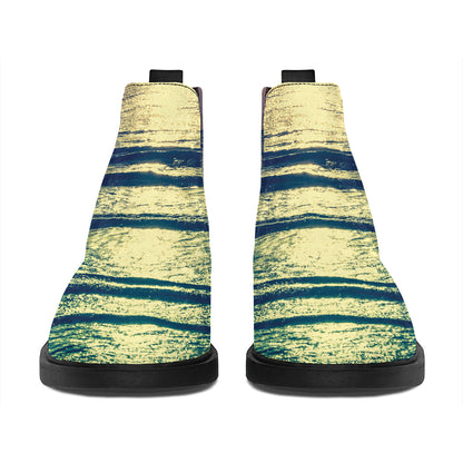 Moon Beach Print Flat Ankle Boots