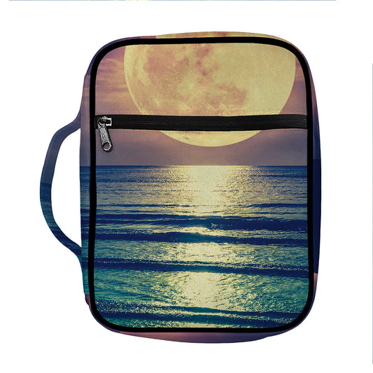 Moon Beach Print Front Pocket Bible Bag