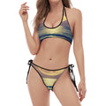 Moon Beach Print Halter Scoop Tie Side Bikini
