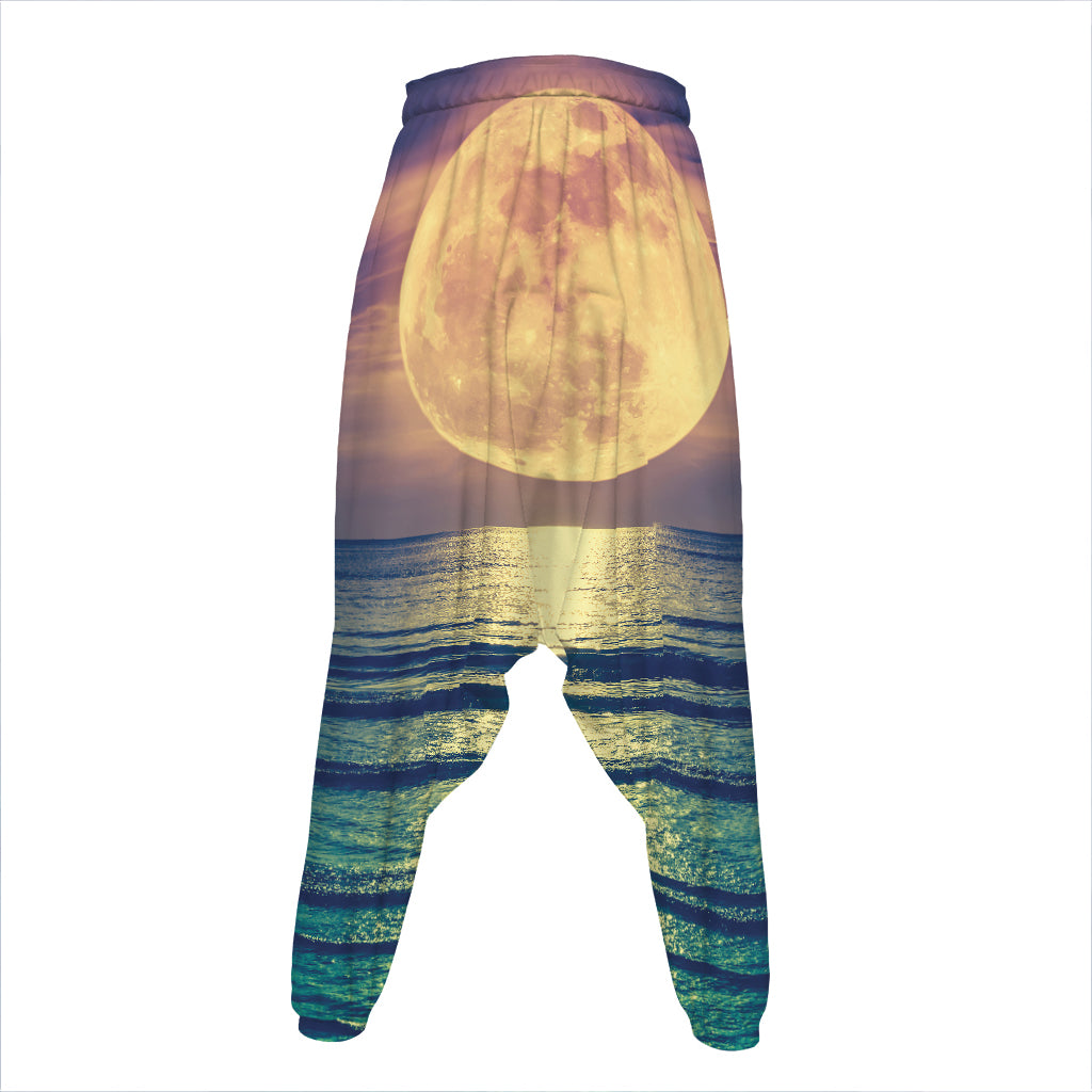 Moon Beach Print Hammer Pants
