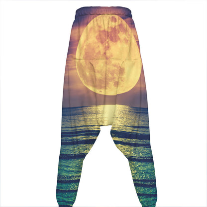 Moon Beach Print Hammer Pants