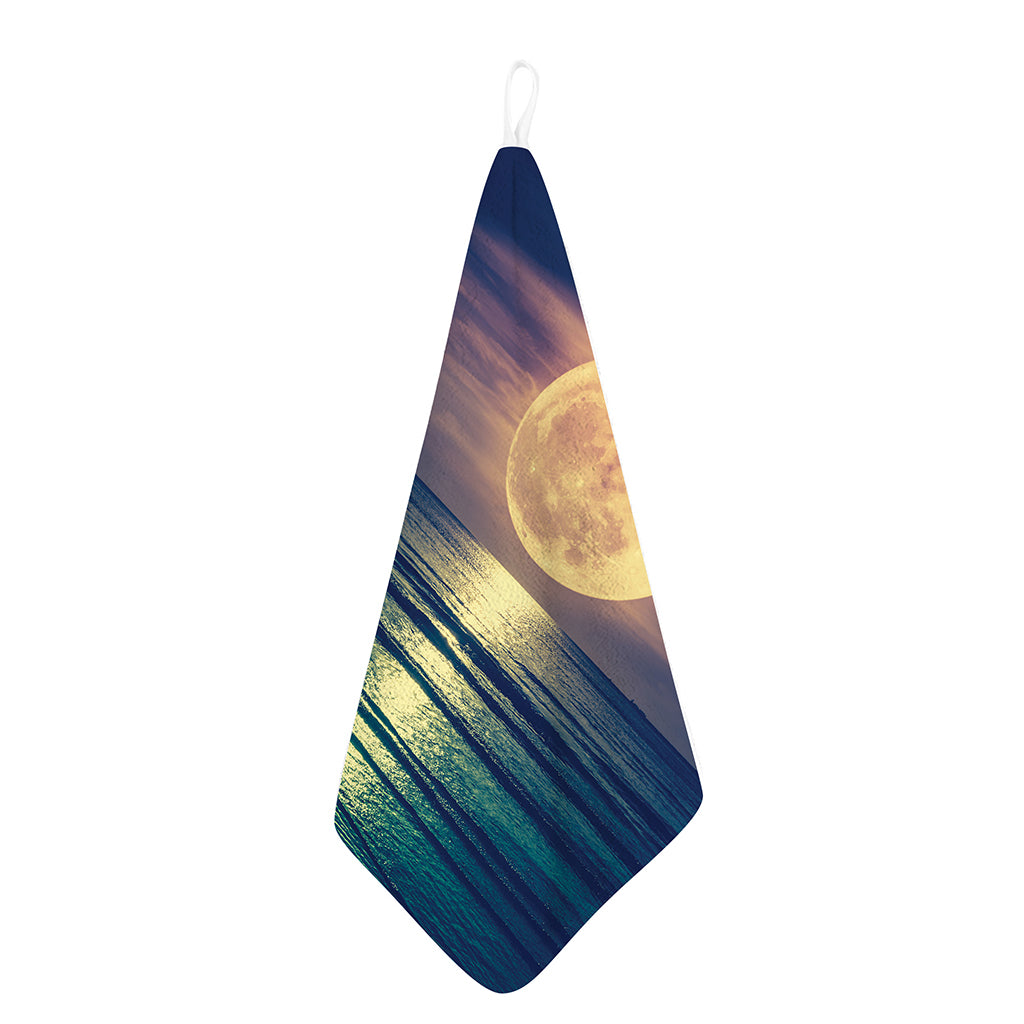 Moon Beach Print Hand Towel