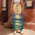 Moon Beach Print Harem Pants