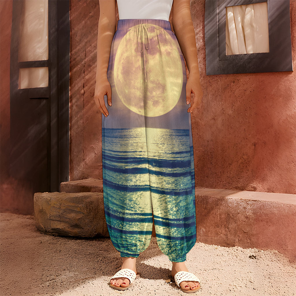 Moon Beach Print Harem Pants