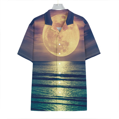 Moon Beach Print Hawaiian Shirt