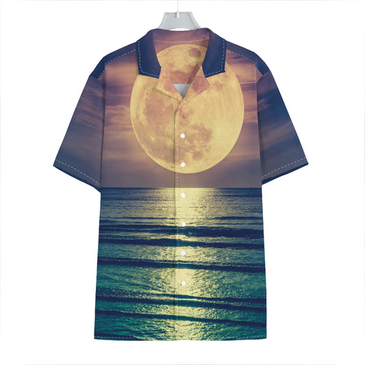 Moon Beach Print Hawaiian Shirt
