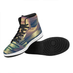 Moon Beach Print High Top Leather Sneakers