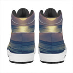 Moon Beach Print High Top Leather Sneakers