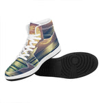 Moon Beach Print High Top Leather Sneakers