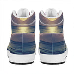 Moon Beach Print High Top Leather Sneakers