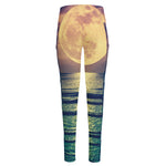 Moon Beach Print High-Waisted Pocket Leggings