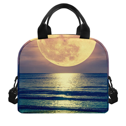 Moon Beach Print Insulated Lunch Bag