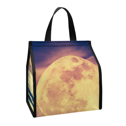 Moon Beach Print Insulated Lunch Tote