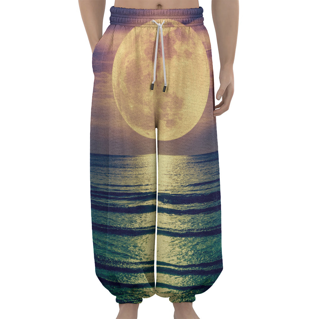 Moon Beach Print Lantern Pants