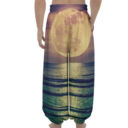 Moon Beach Print Lantern Pants