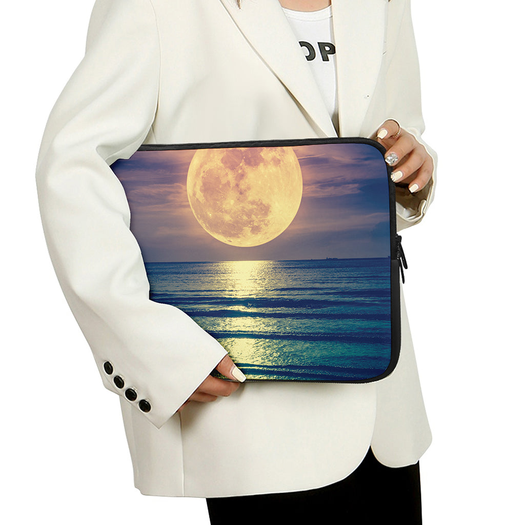 Moon Beach Print Laptop Sleeve