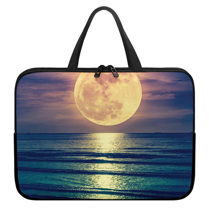 Moon Beach Print Laptop Sleeve With Handle