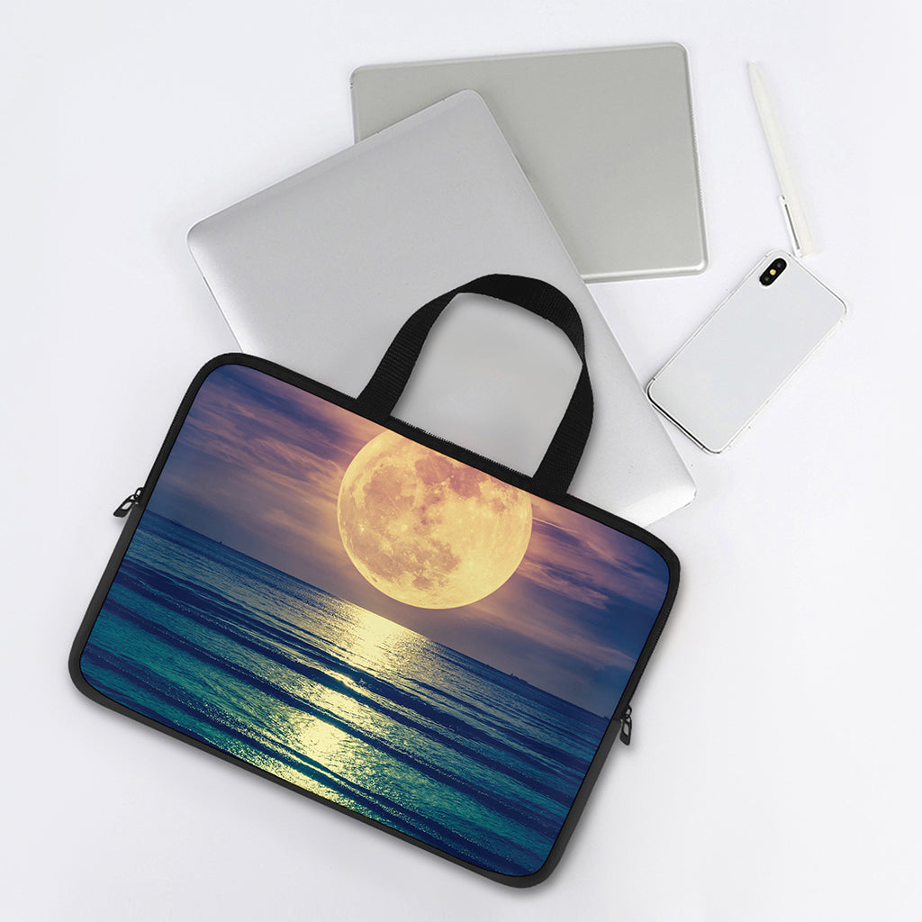 Moon Beach Print Laptop Sleeve With Handle