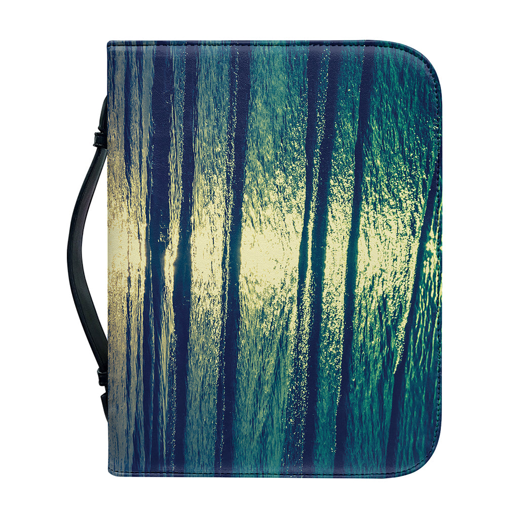 Moon Beach Print Leather Bible Cover