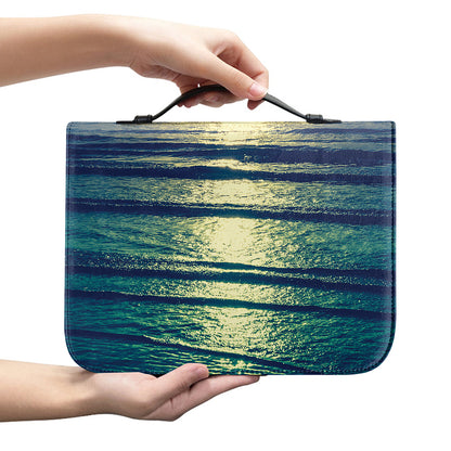 Moon Beach Print Leather Bible Cover