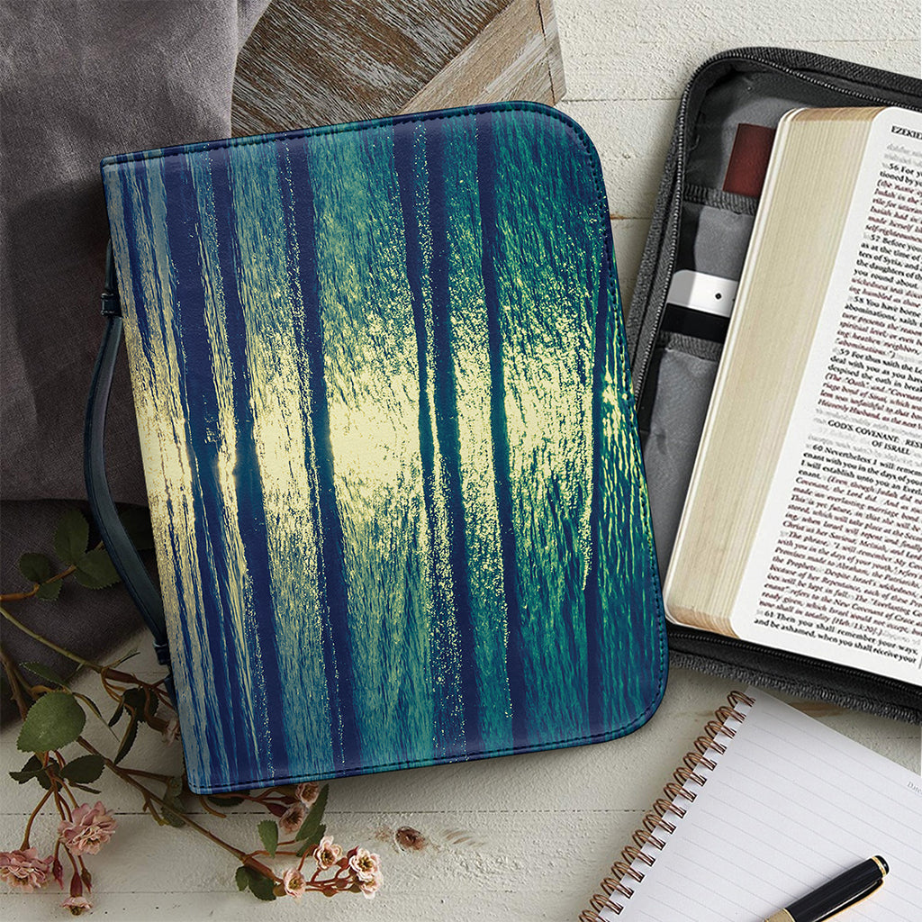 Moon Beach Print Leather Bible Cover