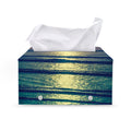 Moon Beach Print Leather Tissue Box Cover