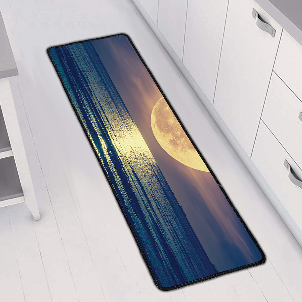 Moon Beach Print Long Kitchen Mat
