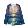 Moon Beach Print Long Sleeve Short Coat