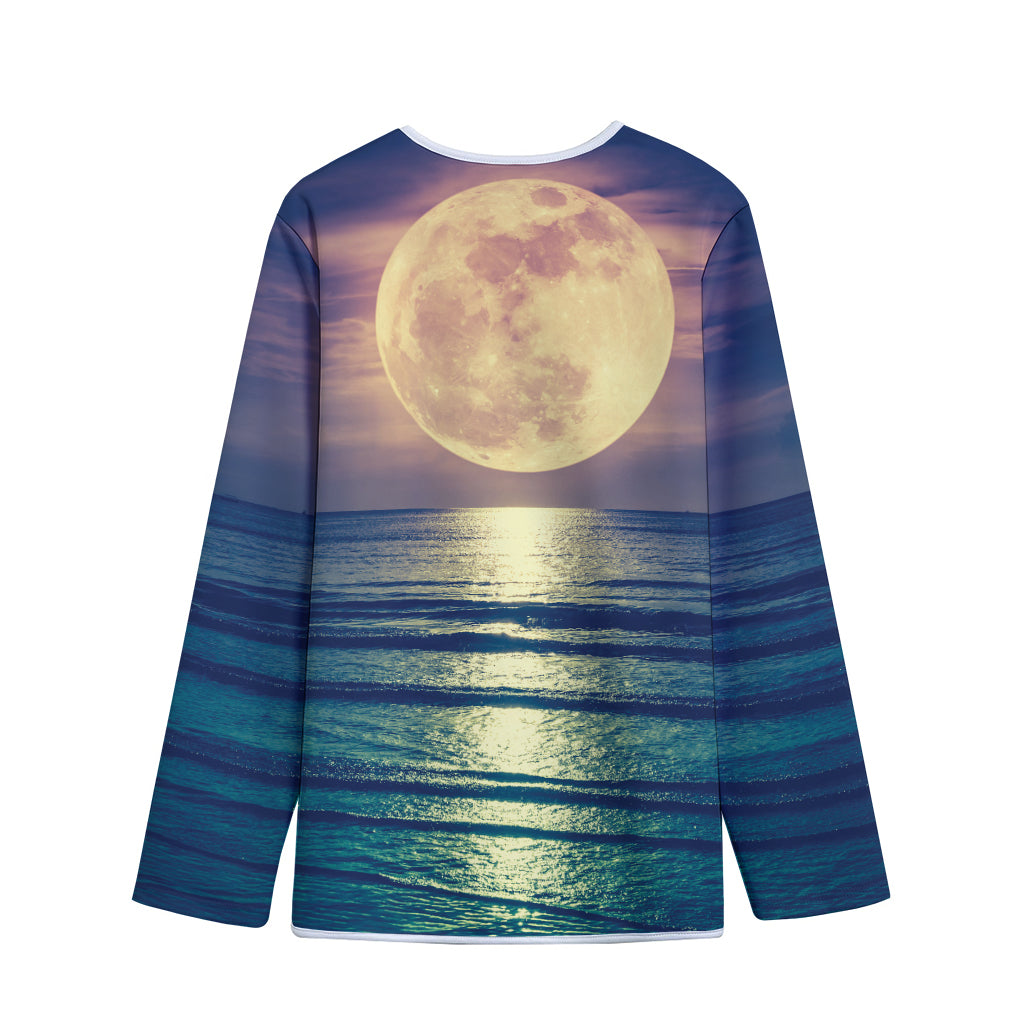 Moon Beach Print Long Sleeve Short Coat