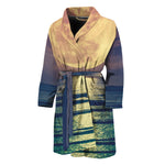 Moon Beach Print Men's Bathrobe