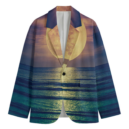 Moon Beach Print Men's Blazer