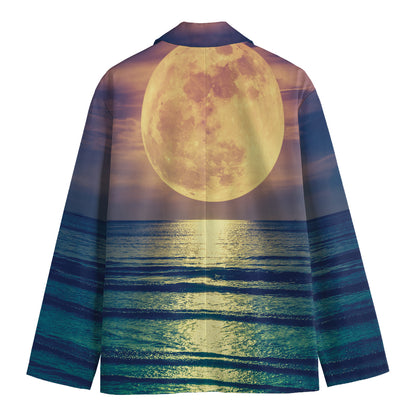 Moon Beach Print Men's Blazer