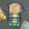 Moon Beach Print Men's Bodysuit