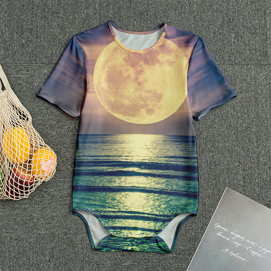 Moon Beach Print Men's Bodysuit