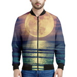 Moon Beach Print Men's Bomber Jacket
