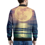 Moon Beach Print Men's Bomber Jacket