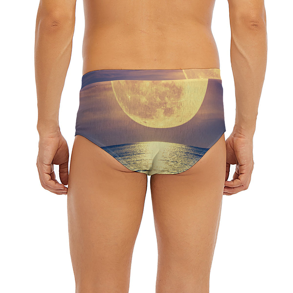 Moon Beach Print Men's Briefs