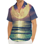 Moon Beach Print Men's Deep V-Neck Shirt
