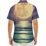 Moon Beach Print Men's Deep V-Neck Shirt