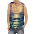 Moon Beach Print Men's Fitness Tank Top