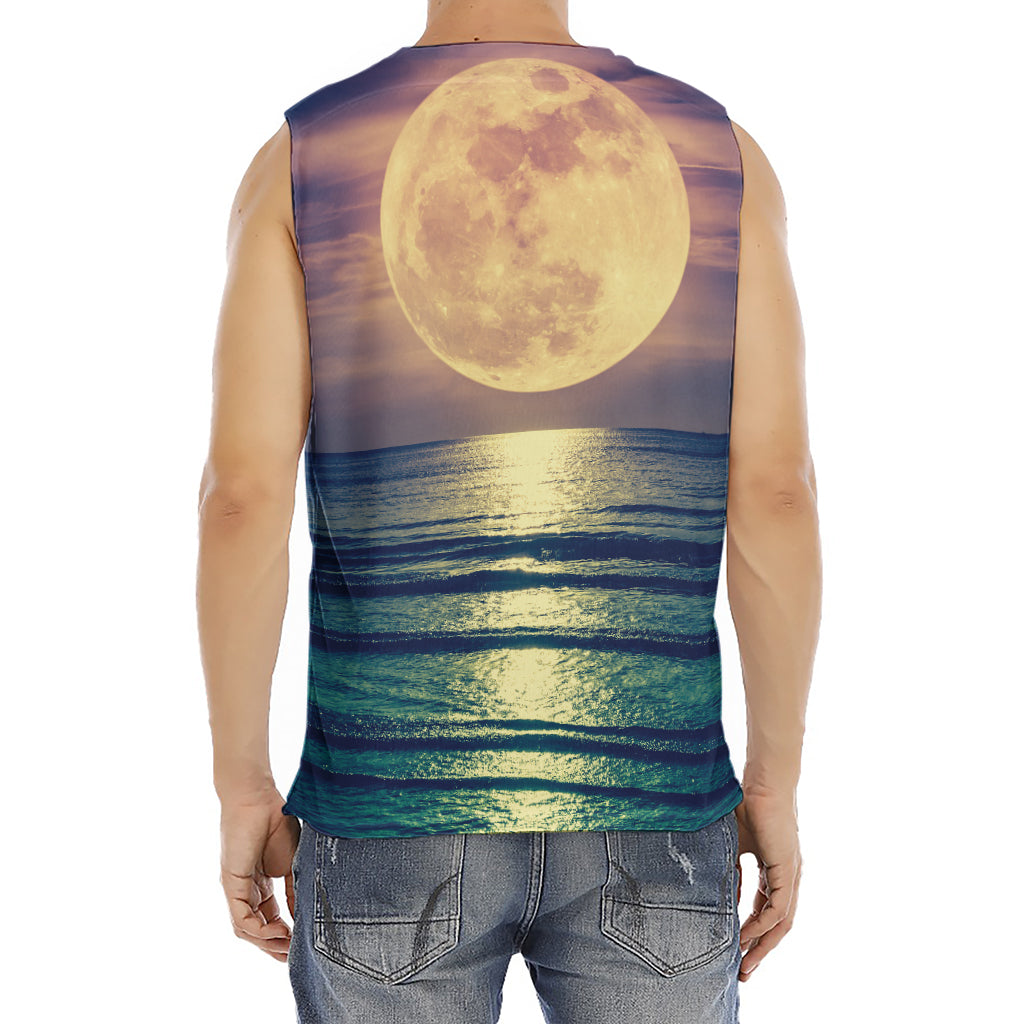 Moon Beach Print Men's Fitness Tank Top
