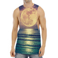 Moon Beach Print Men's Muscle Tank Top